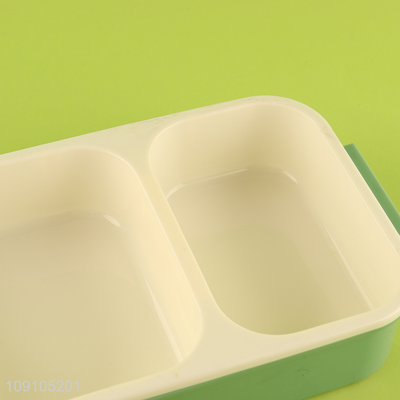 New Arrival Lunch Box 900ML 2-Compartment Plastic Bento Box with Spoon & Fork