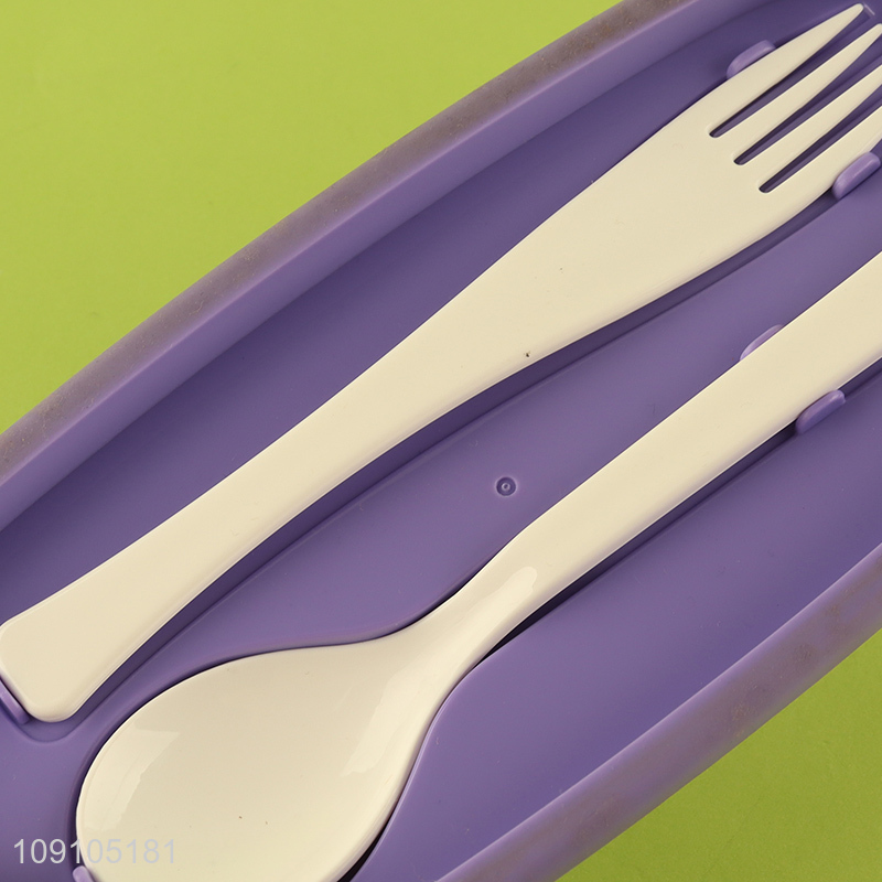 High Quality 2-Layer Plastic Bento Lunch Box Lunch Container with Spoon & Fork