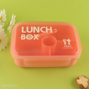 Factory Price 4-Compartment Plastic Bento Box Lunch Container with Spoon & Fork