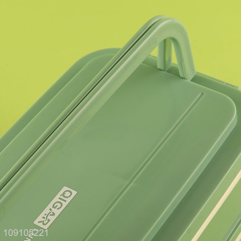 China Imports 1650ML 2-Layer Plastic Divided Bento Lunch Box with Spoon & Fork