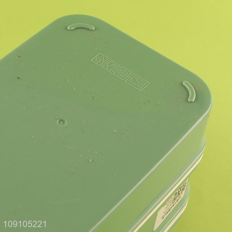 China Imports 1650ML 2-Layer Plastic Divided Bento Lunch Box with Spoon & Fork