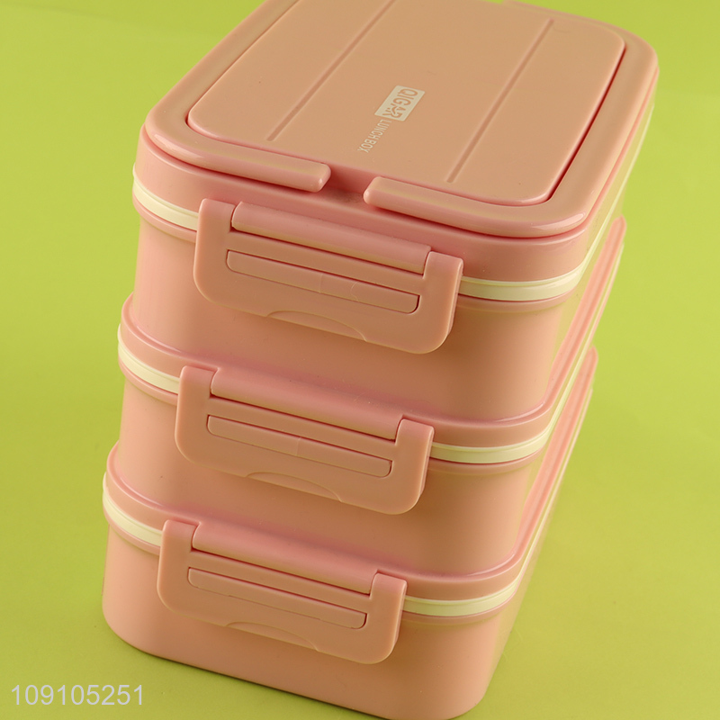 China Wholesale Lunch Box 2400ML 3-Layer Plastic Bento Lunch Box with Spoon & Fork