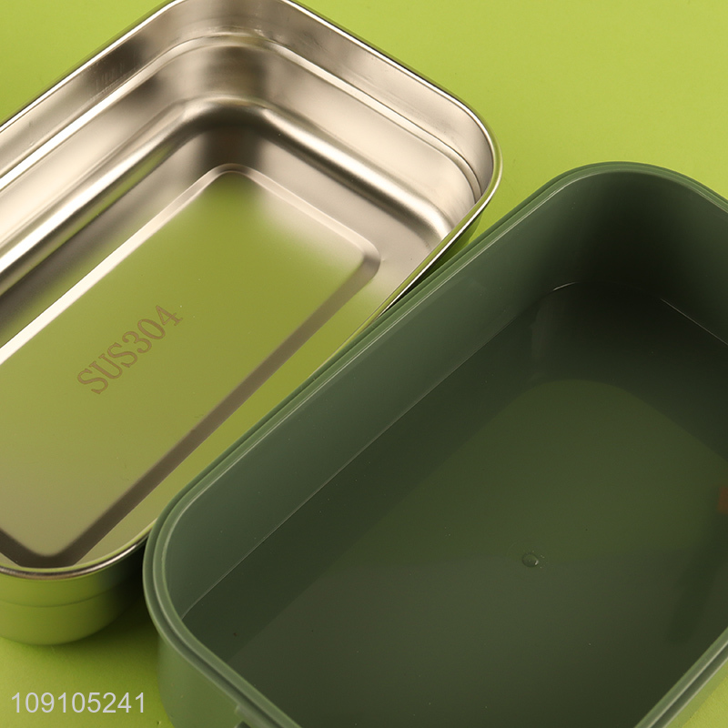 New Product 2-Layer Leakproof Stainless Steel Bento Lunch Box with Spoon & Fork