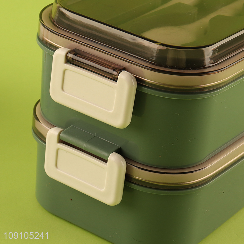 New Product 2-Layer Leakproof Stainless Steel Bento Lunch Box with Spoon & Fork