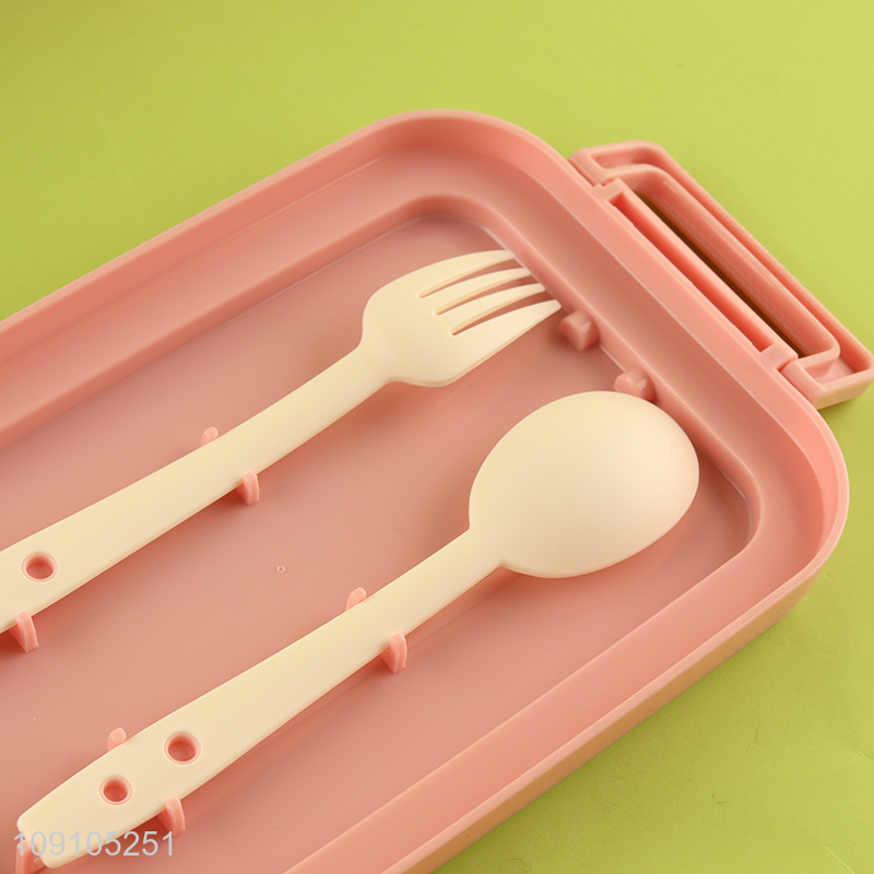 China Wholesale Lunch Box 2400ML 3-Layer Plastic Bento Lunch Box with Spoon & Fork