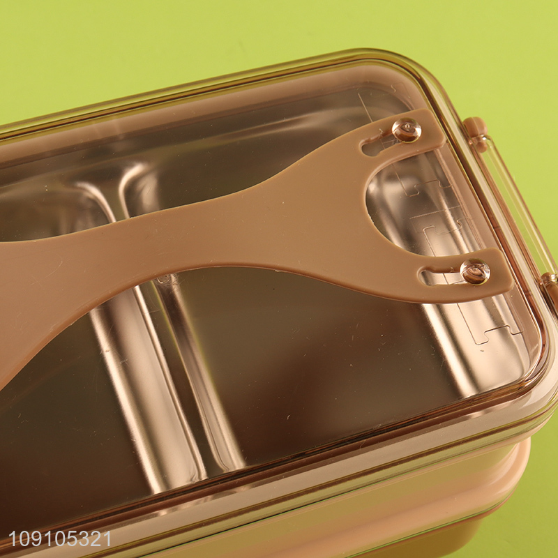 Wholesale 2-Layer Stainless Steel Lunch Box Insulated Food Storage Container with Spoon