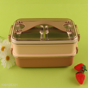Wholesale 2-Layer Stainless Steel Lunch Box Insulated Food Storage Container with Spoon