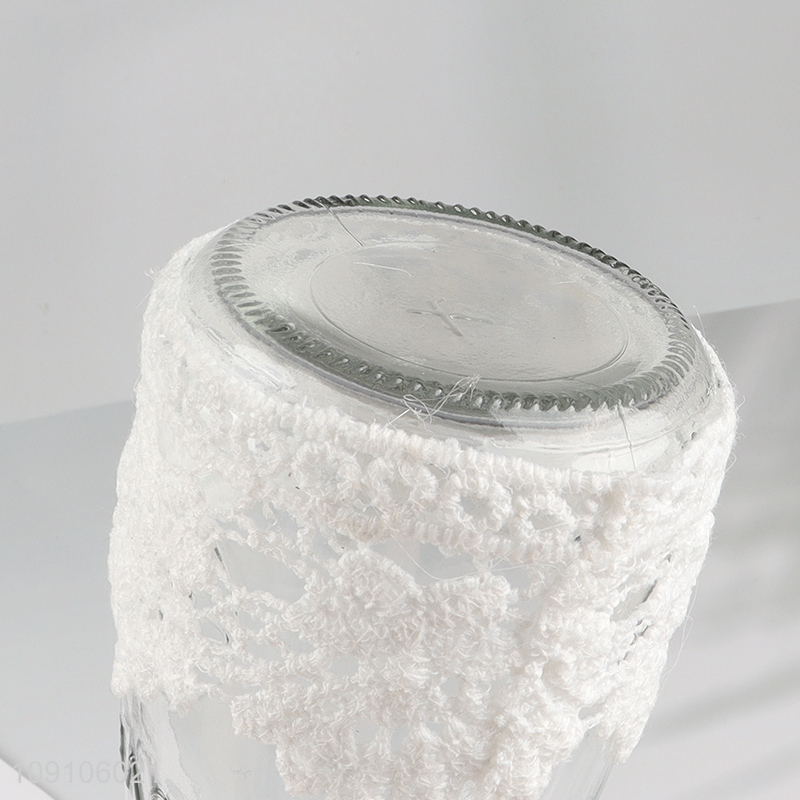 Hot selling clear home decor glass flower vase with ribbon