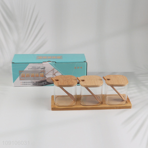 Popular products home kitchen 3pcs condiment box with lid and spoon