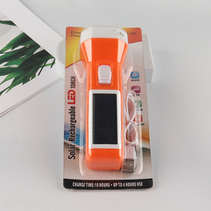 Good Quality Solar Rechargeable Led Torch Light Outdoor Led Flashlight