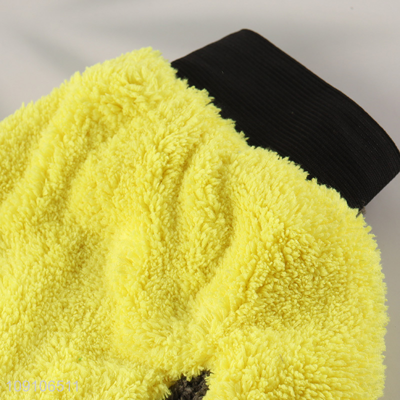 New Product Bi-Color Coral Fleece Car Washing Mitt Car Cleaning Glove