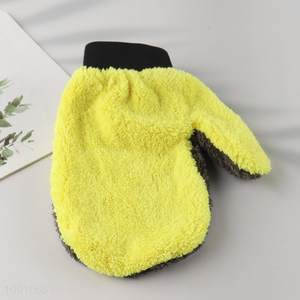New Product Bi-Color Coral Fleece Car Washing Mitt Car Cleaning Glove