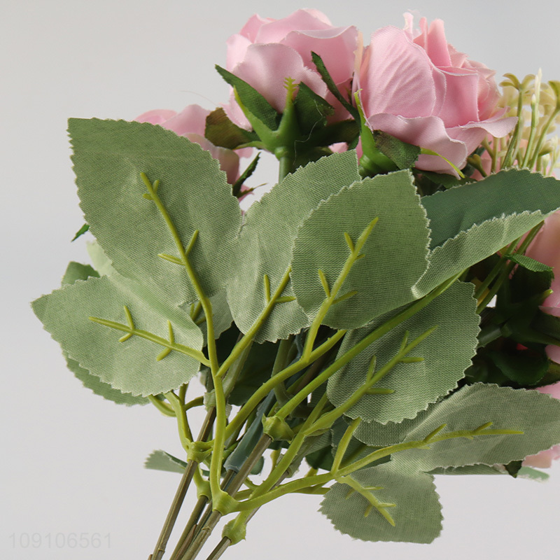 High Quality Artificial Rose Flower Bouquet Fake Flower for Home Decor