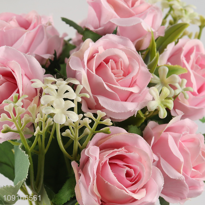 High Quality Artificial Rose Flower Bouquet Fake Flower for Home Decor