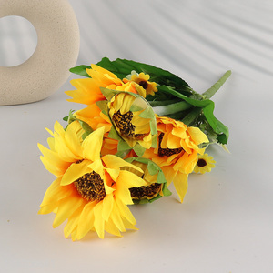 Factory Supply Artificial Sunlower Bouquet Fake Flower Faux Sunflower