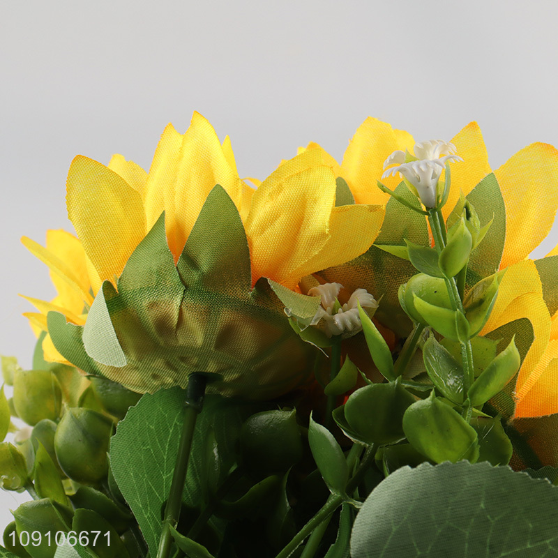 New Product Artificial Sunflower Bouquet Fake Flower for Garden Decor