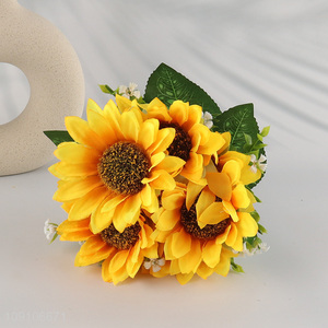 New Product Artificial Sunflower Bouquet Fake Flower for Garden Decor