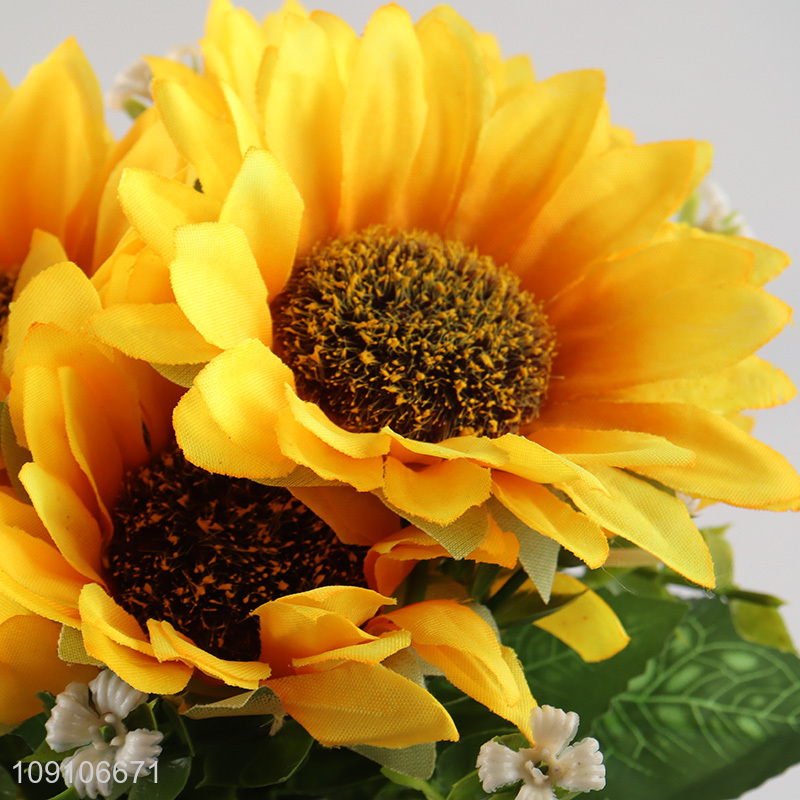 New Product Artificial Sunflower Bouquet Fake Flower for Garden Decor