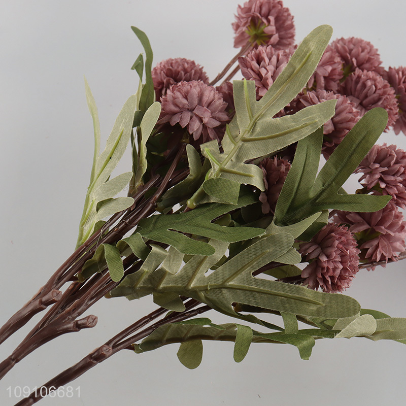 Factory Direct Sale Artificial Flower Faux Ball Chrysanthemum with Long Stem