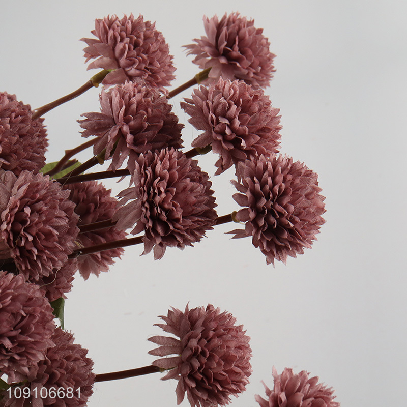 Factory Direct Sale Artificial Flower Faux Ball Chrysanthemum with Long Stem