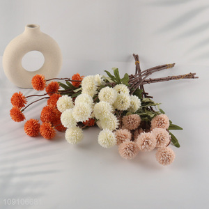 Factory Direct Sale Artificial Flower Faux Ball Chrysanthemum with Long Stem