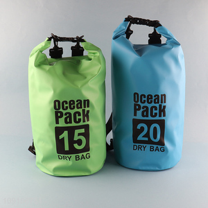 Hot Selling 15 20L Durable Waterproof Dry Bag 500D PVC Mesh Dry Bag Bakcpack