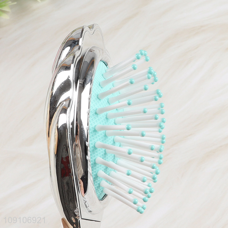 China factory shell shape folding hair comb hair brush with makeup mirror
