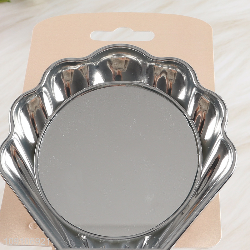 China factory shell shape folding hair comb hair brush with makeup mirror