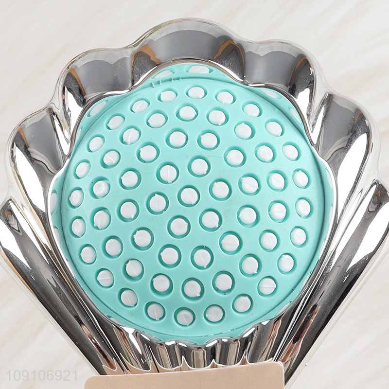 China factory shell shape folding hair comb hair brush with makeup mirror