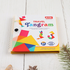 Low price portable magnetic travel tangram puzzle book game