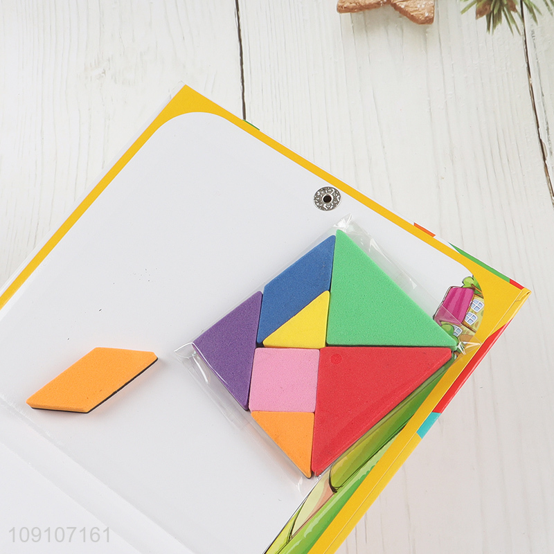 Low price portable magnetic travel tangram puzzle book game