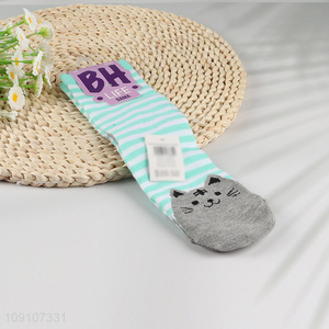 Factory price cartoon cat breathable polyester children socks