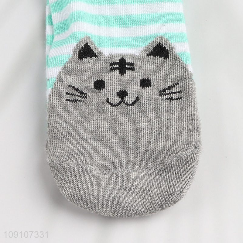 Factory price cartoon cat breathable polyester children socks
