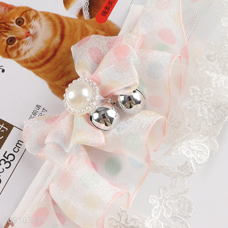 Hot products fashionable pet supplies lace pet saliva towel with bell