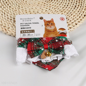 Top selling christmas style pet cat dog saliva towel with bell