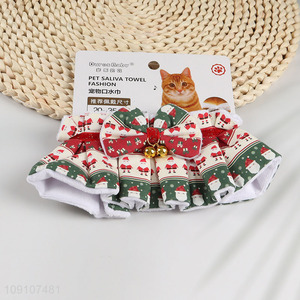 Good selling christmas style cat dog pet saliva towel with bell