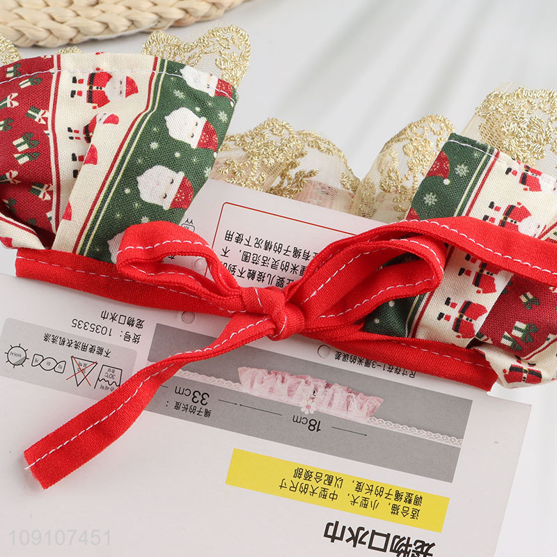 Good quality christmas style cute pet saliva towel with bow