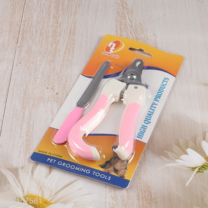Best selling 2pcs pet nail clipper pet nail file set pet grooming tool