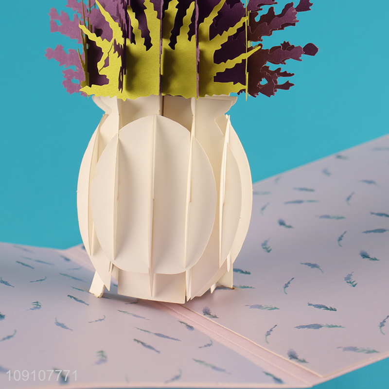 Factory Supply 3D Greeting Card Lavander Pop Up Card for Mother's Day