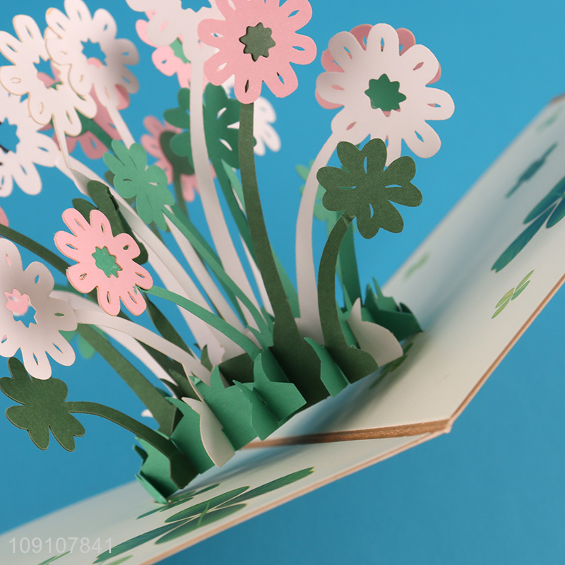 Good Quality 3D Greeting Card Flower Pop Up Card for Teacher Mom