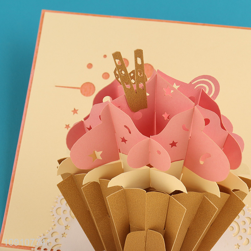 New Arrival 3D Greeting Card Cupcake Pop Up Card for Birthday