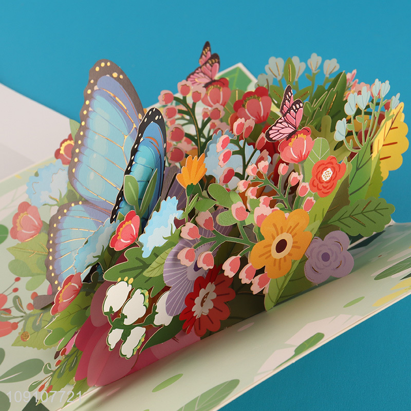 High Quality 3D Greeting Card Butterfly And Flower Pop Up Card