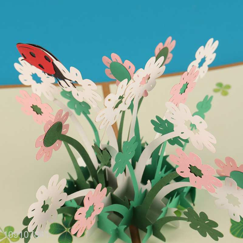 Good Quality 3D Greeting Card Flower Pop Up Card for Teacher Mom