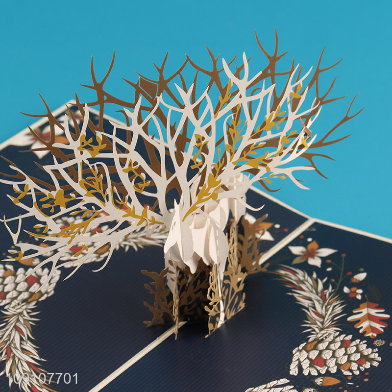 Wholesale 3D Greeting Card Deer Pop Up Card Christmas Greeting Card