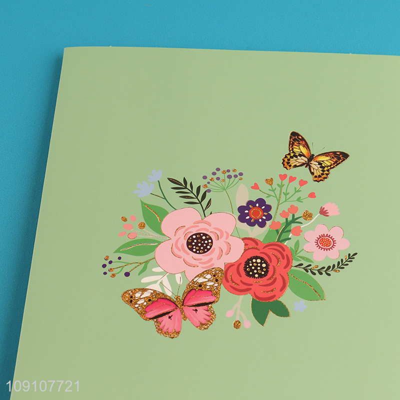 High Quality 3D Greeting Card Butterfly And Flower Pop Up Card