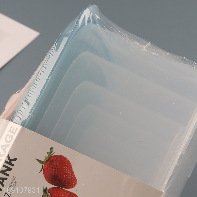 High Quality 7 Pieces Plastic Food Storage Containers Set Bento Lunch Boxes