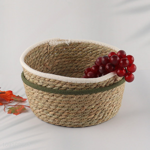 New Arrival Multi-Purpose Woven Cattail Storage Basket Desktop Organizer