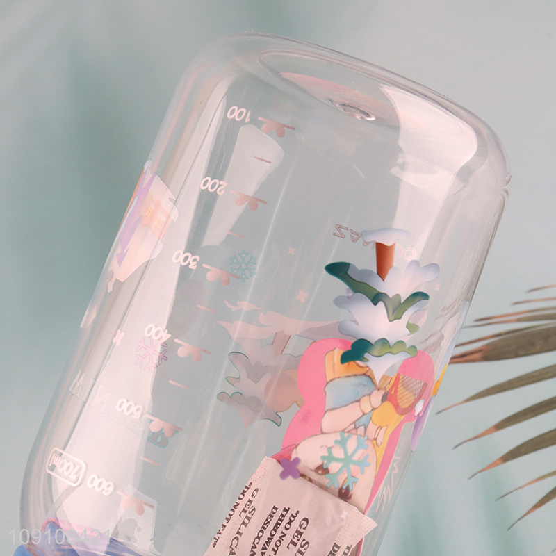 High Quality Cute Kids Water Bottle with Silicone Straw & Shoulder Strap