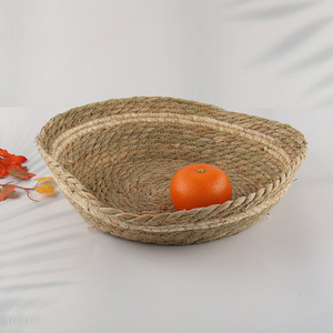 Hot Sale Multi-Function Woven Cattail Storage Basket Kitchen Desktop Organizer