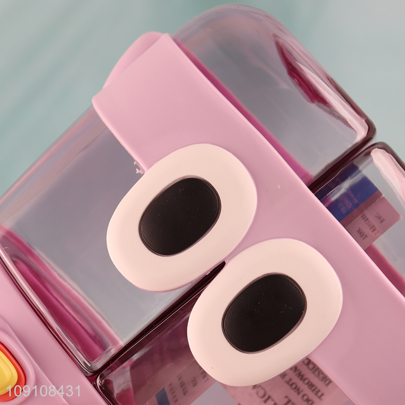 New Product Cute Water Bottle Dual Drink Bottles with Straw & Shoulder Strap